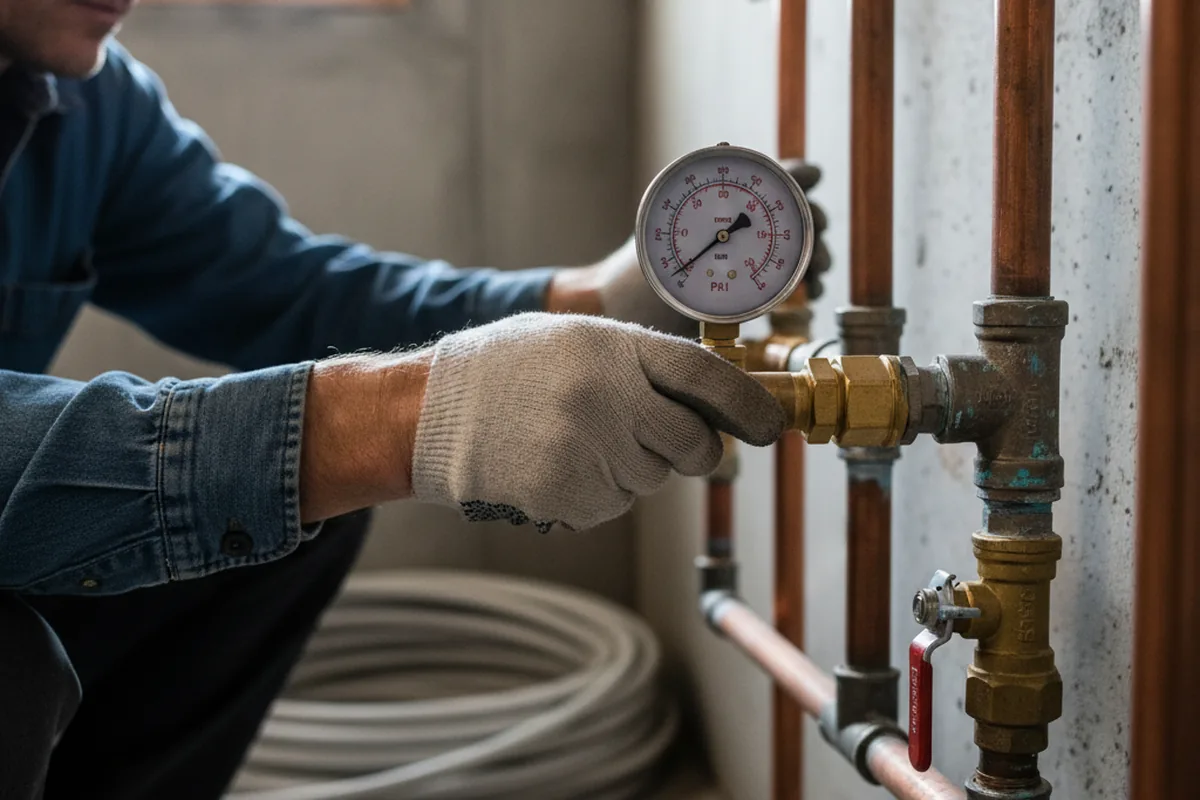 Pressure testing a repaired line during Water Line Repair in The Dalles